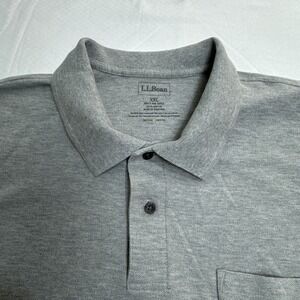 L.L. Bean Men's Basic Polo Sz XXL‎ Mesh Cotton Pocket Gray